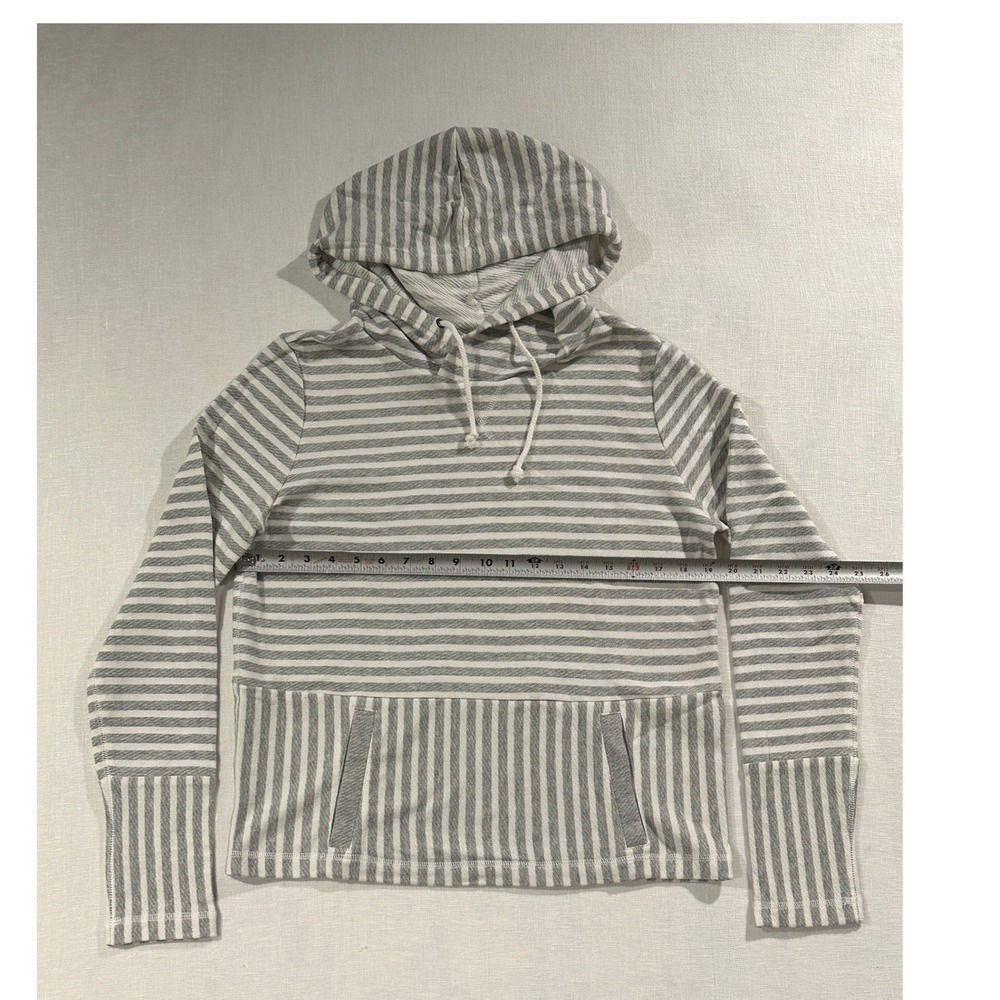 J.Crew Womens Striped Cotton‎ French Terry Hoodie Gray White C5960 Size S NWT - Picture 3 of 7
